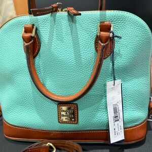 Dooney & Bourke Tiffany colored Turquoise and Brown Leather Satchel.